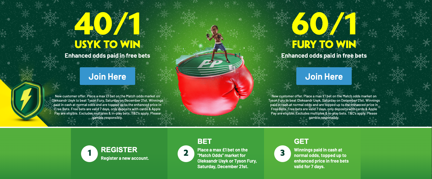 Paddy Power sign-up offer: Get 40/1 on Usyk to win or 60/1 on Fury to win in Fury vs Usyk